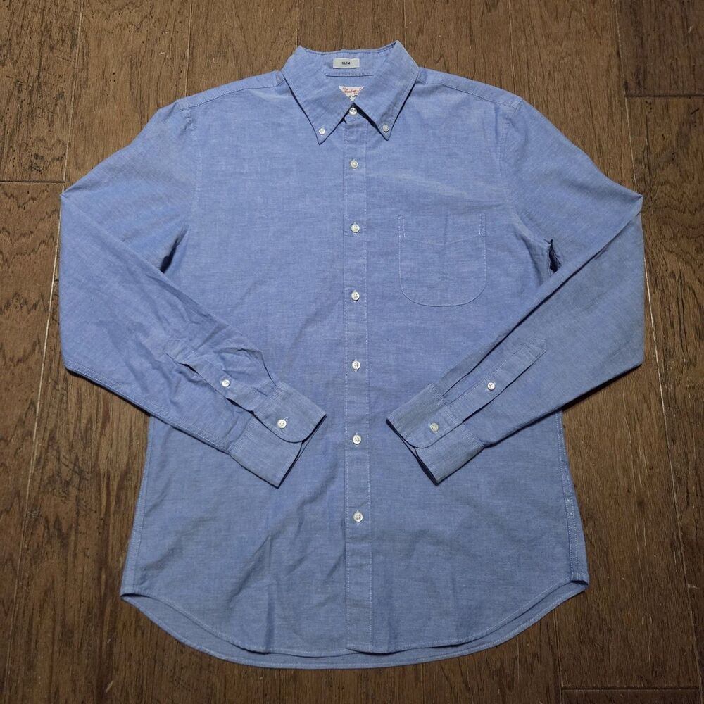 J.Crew Broken-In Oxford Shirt Mens M Blue Slim Fit Organic Cotton Button Down